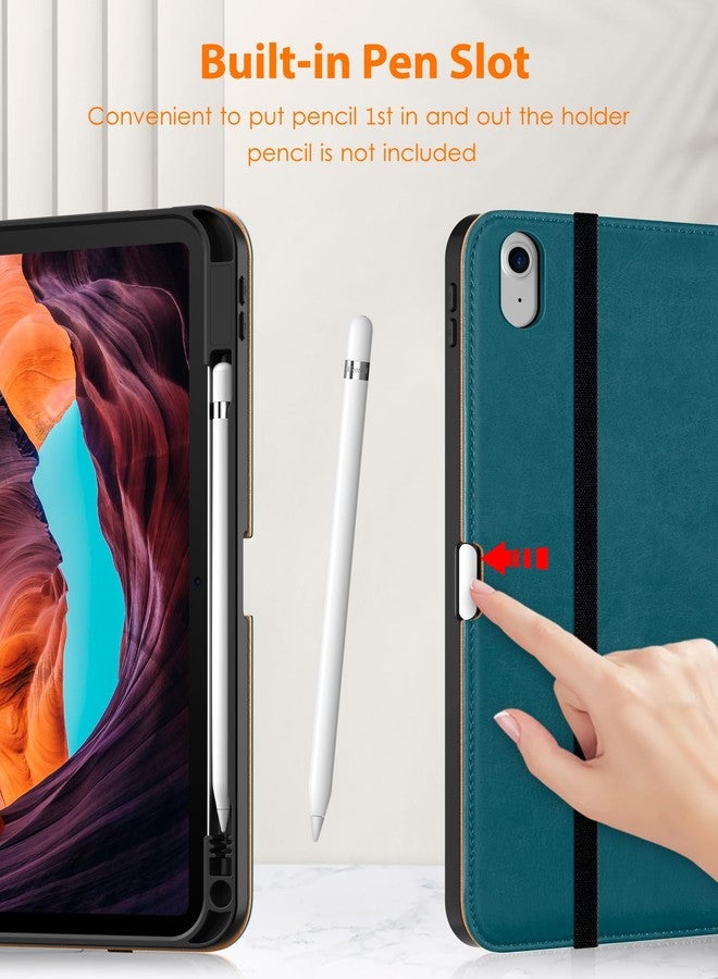 دتو جراب DTTO Copue لجهاز iPad (A16) الجيل الحادي عشر 11 بوصة 2025، وجهاز iPad الجيل العاشر 10.9 بوصة 2022، جراب جلدي فاخر مزود بحامل قلم - خاصية التشغيل/الإيقاف التلقائي، أزرق مخضر - Image 4