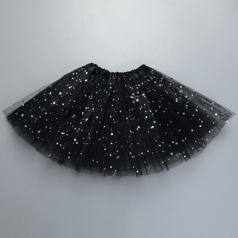 Dance Skirt Adult Skirt Mesh Skirt Original Tutu Skirt Ballet Sequin Pontoon Skirt 40Cm - Image 1