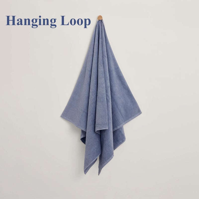 MAXOSHINE Microfiber Towels for Bath Large Size-Soft Fluffy Coral Fleece Bathing Towel with Hook Quick Dry Super Absorbent-Bath Towel for Men and Women-70 x 140 cm (Blue) - Image 3