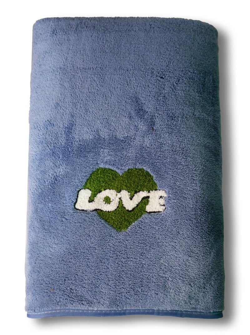 MAXOSHINE Microfiber Towels for Bath Large Size-Soft Fluffy Coral Fleece Bathing Towel with Hook Quick Dry Super Absorbent-Bath Towel for Men and Women-70 x 140 cm (Blue) - Image 1
