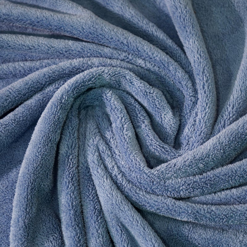 MAXOSHINE Microfiber Towels for Bath Large Size-Soft Fluffy Coral Fleece Bathing Towel with Hook Quick Dry Super Absorbent-Bath Towel for Men and Women-70 x 140 cm (Blue) - Image 2