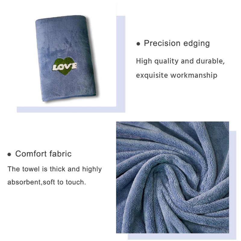 MAXOSHINE Microfiber Towels for Bath Large Size-Soft Fluffy Coral Fleece Bathing Towel with Hook Quick Dry Super Absorbent-Bath Towel for Men and Women-70 x 140 cm (Blue) - Image 4