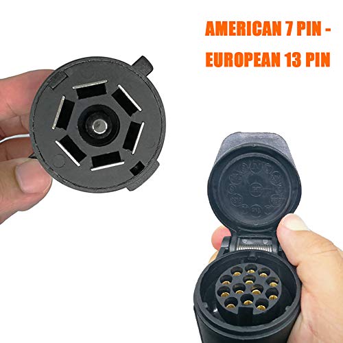 CARROFIX US Vehicle 7-Way Blade Connector to European 13-Pin Round Trailer Light Converter - Plug and Play Design - Image 2