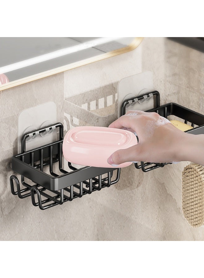 حامل دش زاوية كبير الحجم من 5 قطع، مع حامل صابون وحامل فرشاة الاسنان، سعة كبيرة بدون ثقب من الستانلس ستيل تحمل 40 باوند، رف منظم للحمام العائلي، اسود - Image 5
