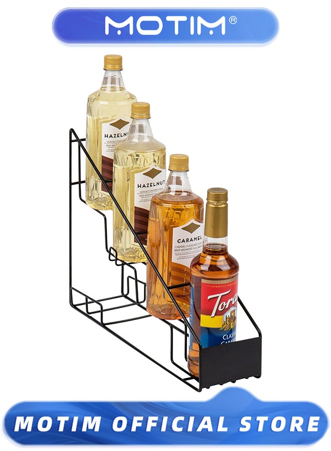 موتيم منظم لطاولة المطبخ ومحطة شراب القهوة وإكسسوارات بار القهوة، يتسع لـ 4 زجاجات - Image 1