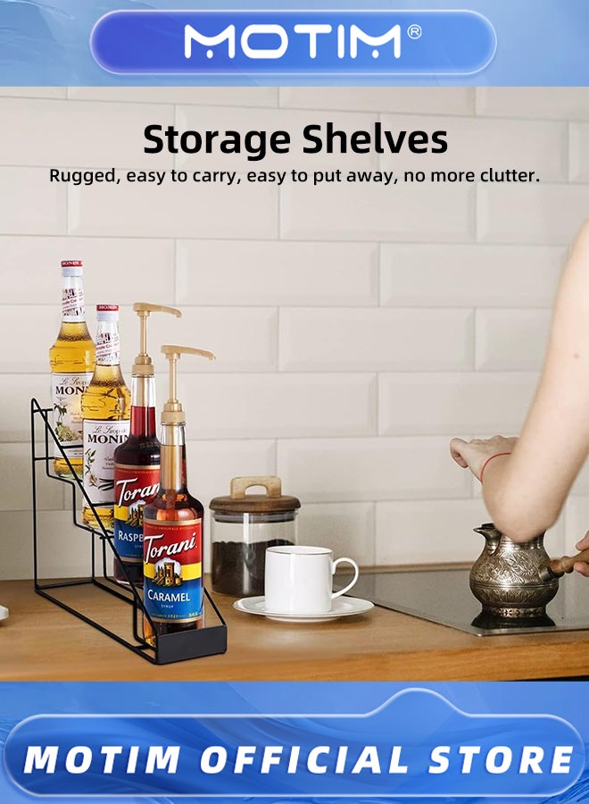 موتيم منظم لطاولة المطبخ ومحطة شراب القهوة وإكسسوارات بار القهوة، يتسع لـ 4 زجاجات - Image 3