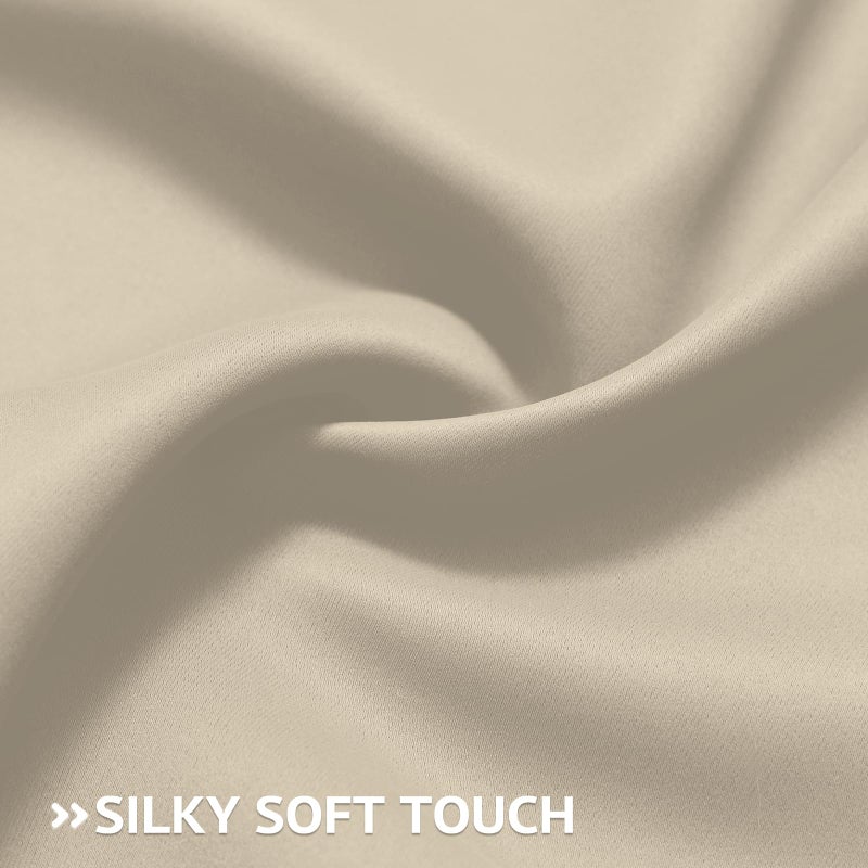 COSVIYA Grommet Blackout Room Darkening Curtains 84 inch Length 2 Panels Thick Polyester Light Blocking Insulated Thermal Window Curtain Drapes for Bedroom/Living Room Beige 38x84 inches - Image 5