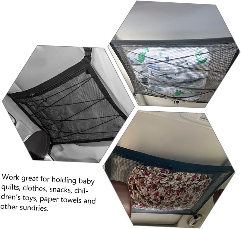 Car Ceiling Mesh Net Organizer for Car Interior Storage Breathable Overhead Cargo Net for Road Trip Essentials for Toys Snacks and Sundries - Image 5