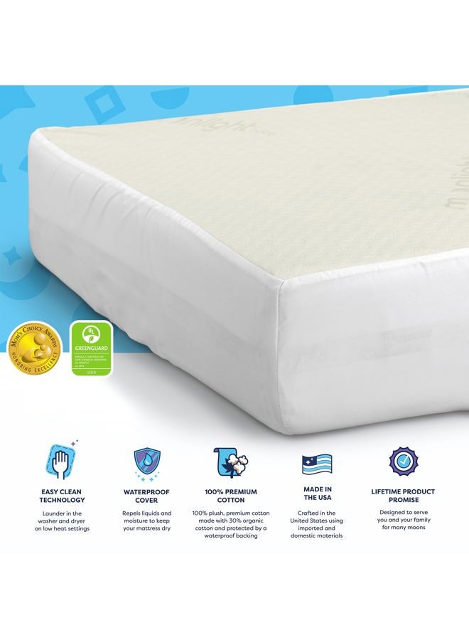 Moonlight Slumber Little Dreamer Crib Mattress Cover, Ecru, Waterproof, Plush Cotton, Hypoallergenic - Image 3