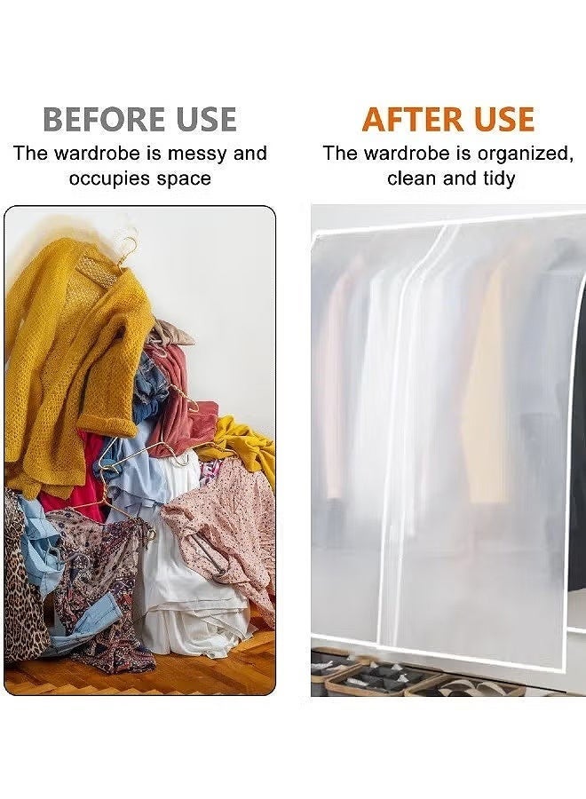 MLADEN Large Hanging Garment Storage Cover, 110CM Waterproof Dustproof Wardrobe Dust Cover with Velcro Design, Reusable Clothes Protector Organizer for Dresses, Coats, Suits – Breathable Portable Rack Cover for Home & Travel - Image 5