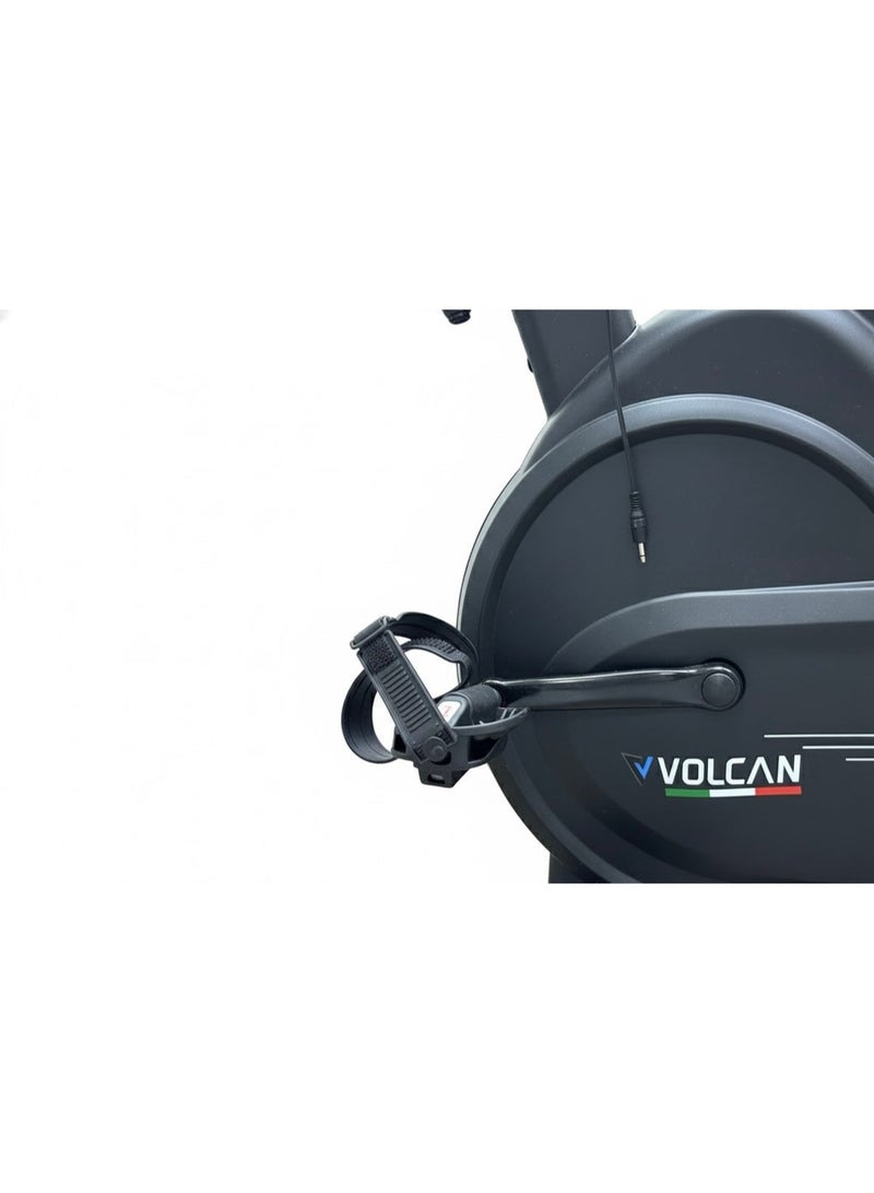 فولكان فيتنس دراجة سبيننغ VOLCAN VFSP:5 | دولاب هواء بوزن 5 كجم | دراجة كارديو للمنزل | شاشة عرض، مستشعر نبض وحامل هاتف | أسود أنيق - Image 3