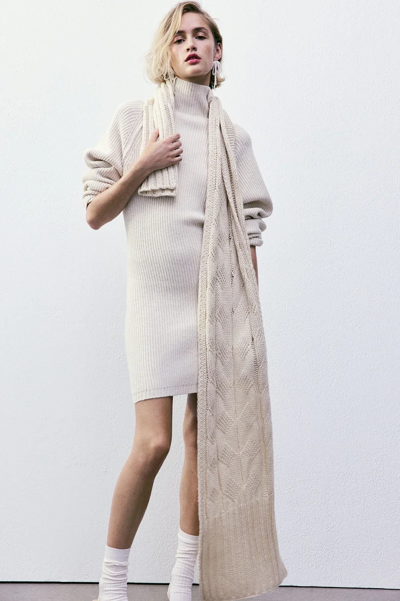 H&M Rib-Knit Turtleneck Dress