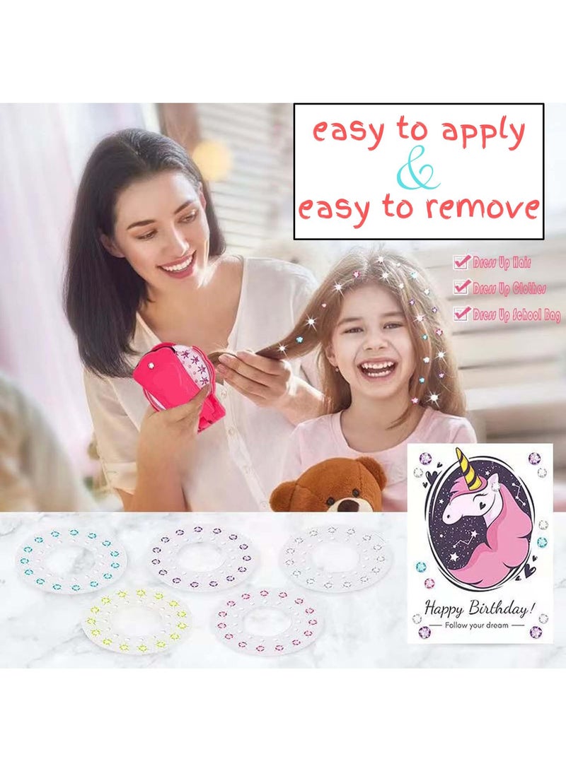 Hair decoration set, makeup toy, girl hair stick diamond toy and water diamond, suitable for hair, clothing and crafts, with 180 sparkling gems - Image 3