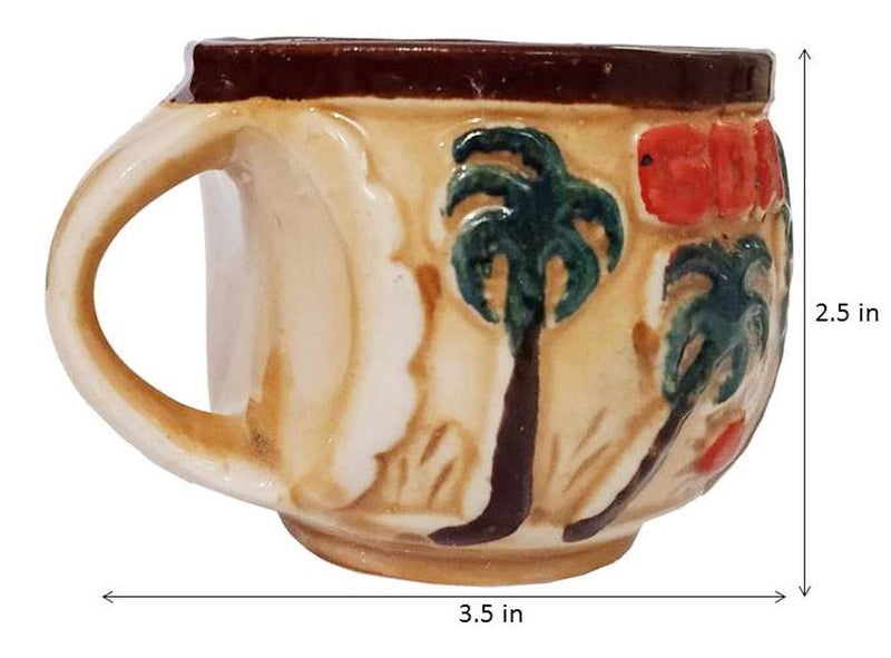 Purpledip Ceramic Tea Coffee Cups: Set of 6 Goa Beach Design Mugs (10059) - Image 5