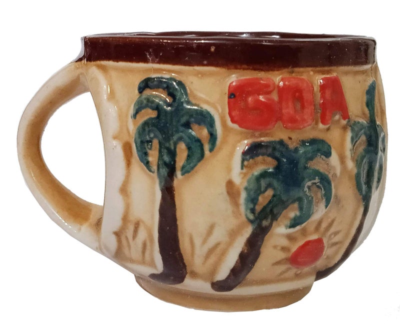 Purpledip Ceramic Tea Coffee Cups: Set of 6 Goa Beach Design Mugs (10059) - Image 4