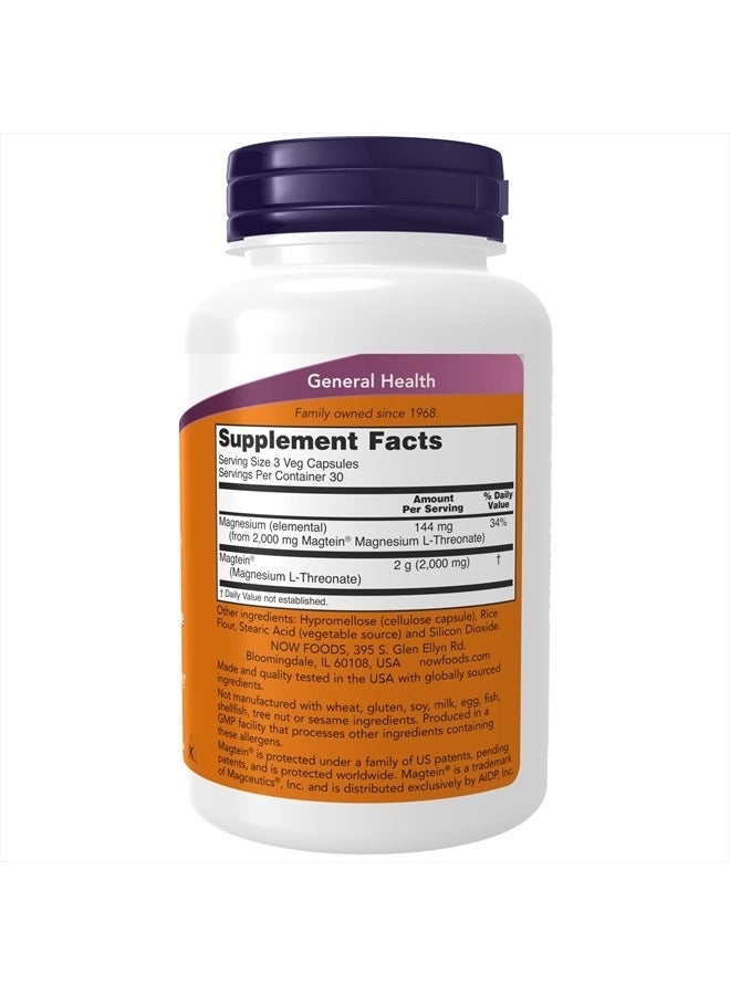 now Supplements Magtein With Patented Form Of Magnesium Mg Cognitive Support 90 Veg Capsules - Image 2