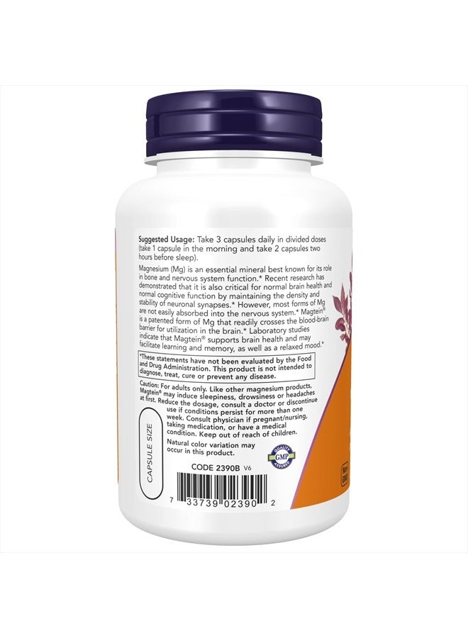 now Supplements Magtein With Patented Form Of Magnesium Mg Cognitive Support 90 Veg Capsules - Image 3