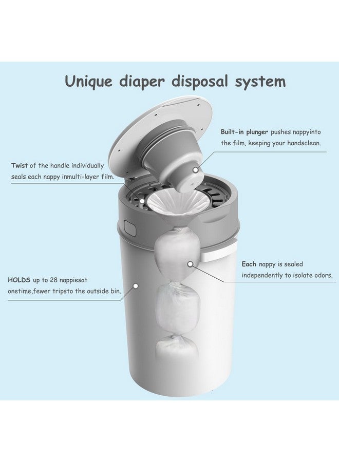 Bellababy سلة حفاضات بيلا بيبي، سلة حفاضات للأطفال مع قفل رائحة مزدوج، تشمل 4 عبوات إعادة تعبئة (270 بوصة/قطعة)، تصميم مدمج لغرفة الأطفال - Image 3