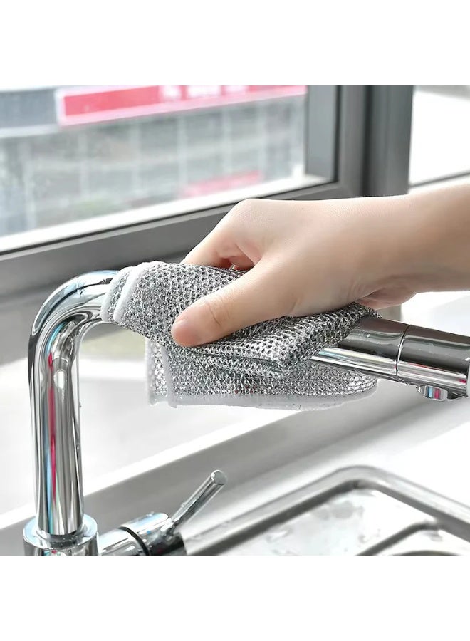 4 Pack Multipurpose Dish Wash Cloths - Non-Scratch Wire Dish Cloths Dishcloth Scrubs Cleans for Dishes, Sinks, Counters, Stove Tops - Image 4