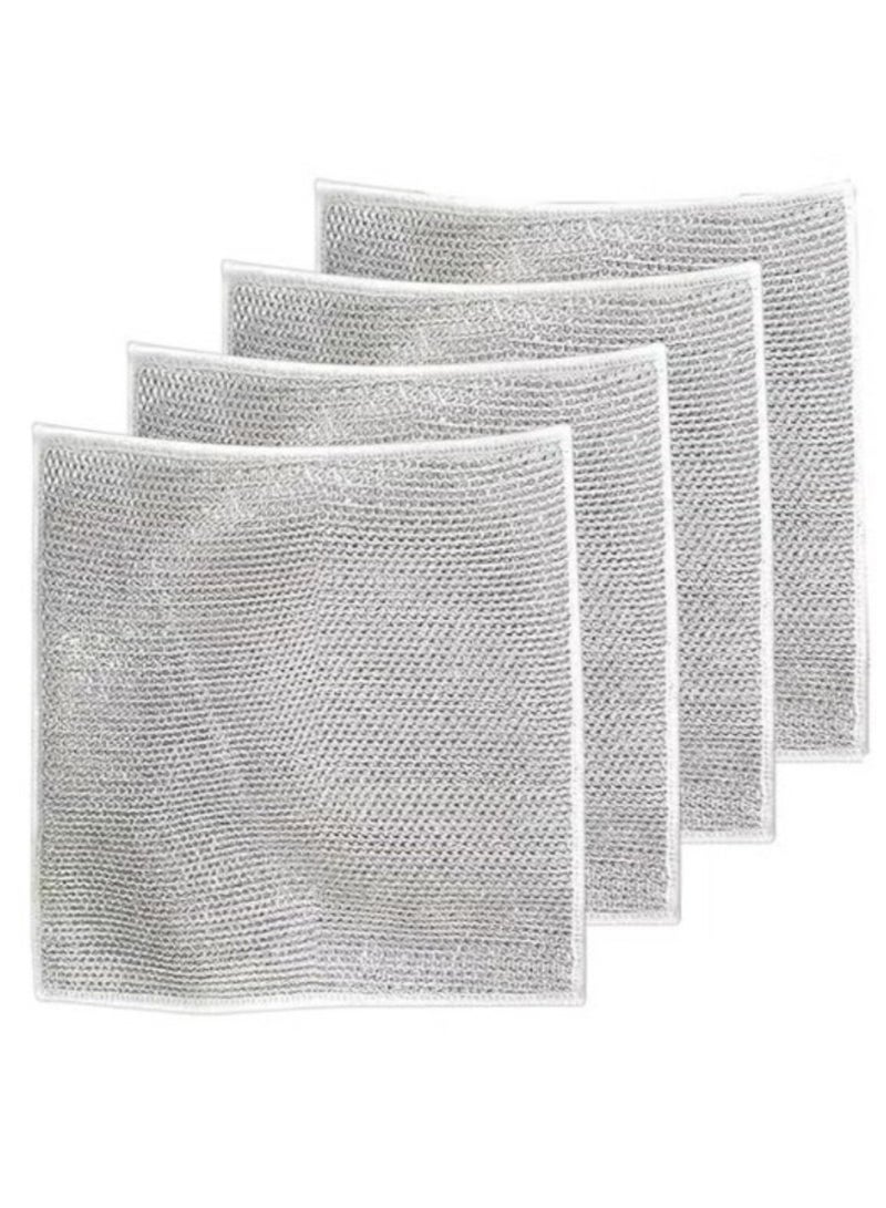 4 Pack Multipurpose Dish Wash Cloths - Non-Scratch Wire Dish Cloths Dishcloth Scrubs Cleans for Dishes, Sinks, Counters, Stove Tops - Image 1
