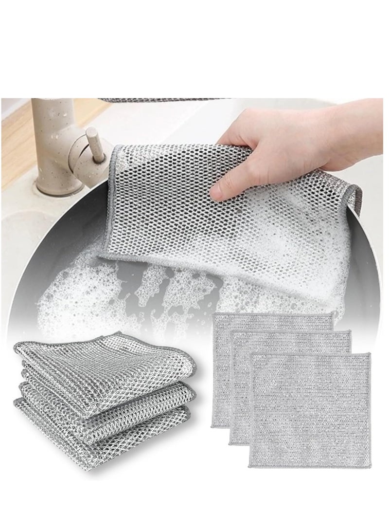 4 Pack Multipurpose Dish Wash Cloths - Non-Scratch Wire Dish Cloths Dishcloth Scrubs Cleans for Dishes, Sinks, Counters, Stove Tops - Image 5
