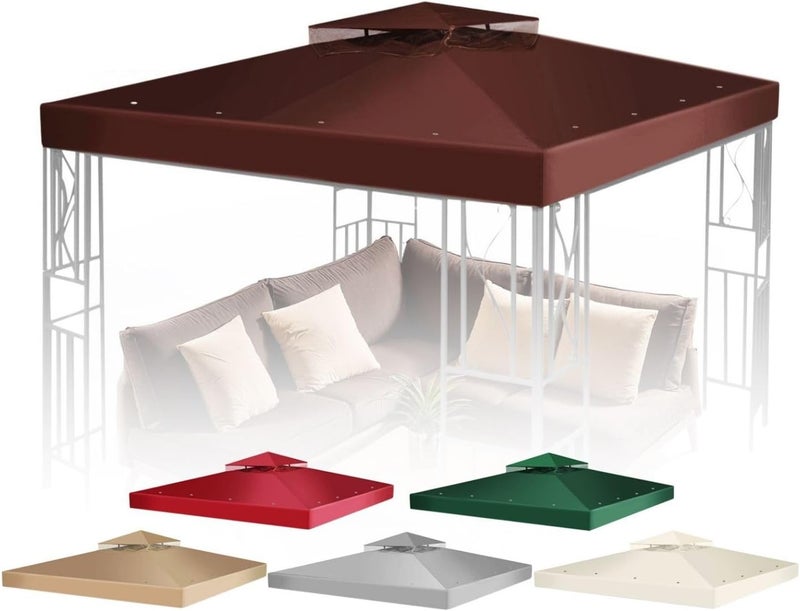 Flexzion Gazebo Top Replacement 10x10 Feet - Canopy Replacement Cover for Double Canopy Tent Dual Tier Pop Up Gazebo Tent Netting Cover, Water, Dirt, and UV Resistant Grill Canopy Replacement Cover - Image 1