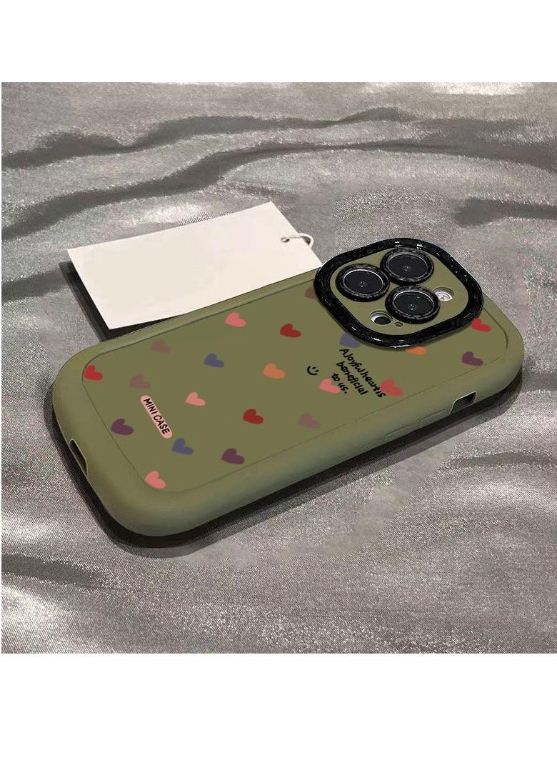 NIBEMINENT Full Screen Hearts Protective TPU Case Cover For iPhone 16, Grass Green