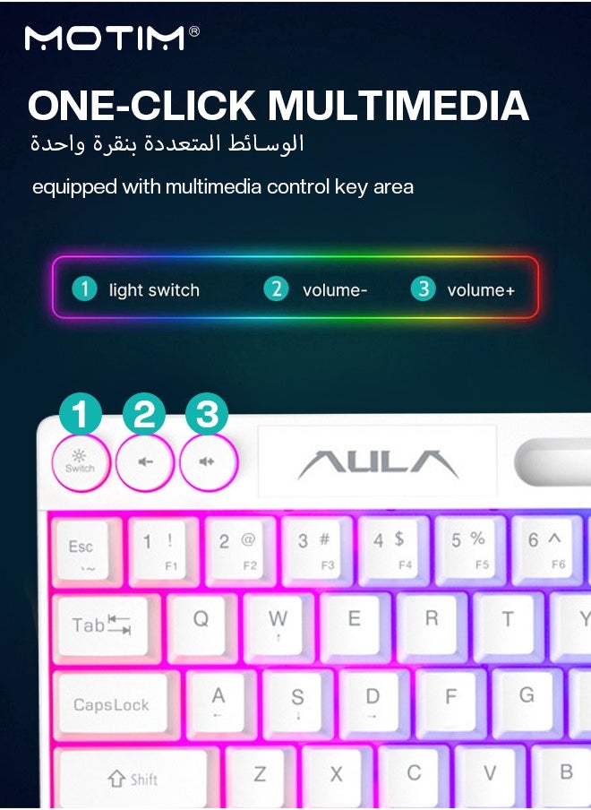 موتيم 61 مفتاحًا لوحة مفاتيح ألعاب سلكية RGB سلكية مع حامل هاتف، لوحة مفاتيح ميكانيكية سلكية مدمجة Ultral بإضاءة خلفية RGB، لوحة مفاتيح ميكانيكية سلكية كاملة الحجم، لنظامي iOS و Android و Window  - Image 5
