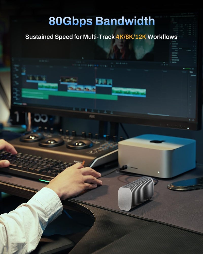 TERRAMASTER D1 SSD Pro 80Gbps M.2 NVMe SSD Enclosure, up to 7061MB/s, All-Aluminum Case with Efficient Cooling, Zero Noise, Compatible with USB 4/3.2/3.1/3.0, Thunderbolt 5/4/3 (Diskless) - Image 3