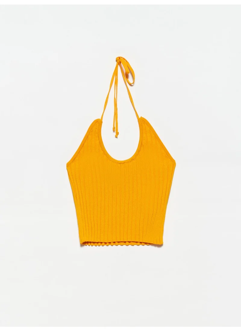 Dilvin 10204 Cross Lace Knitwear Undershirt - Orange