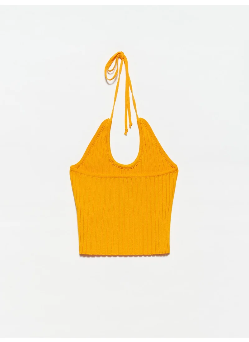 Dilvin 10204 Cross Lace Knitwear Undershirt - Orange