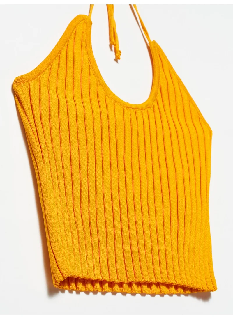 Dilvin 10204 Cross Lace Knitwear Undershirt - Orange