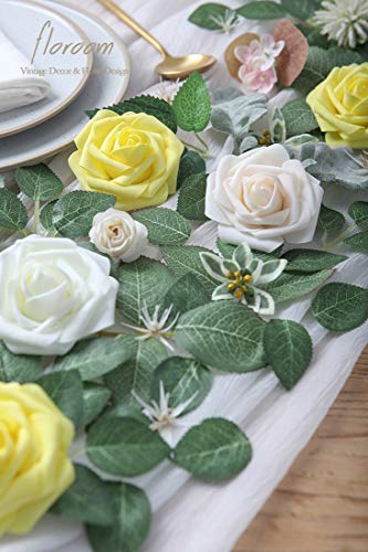Floroom Artificial Flowers 25pcs Real Looking Cream Foam Fake Roses with Stems for DIY Wedding Bouquets Bridal Shower Centerpieces Floral Arrangements Party Tables Home Decorations - Image 5