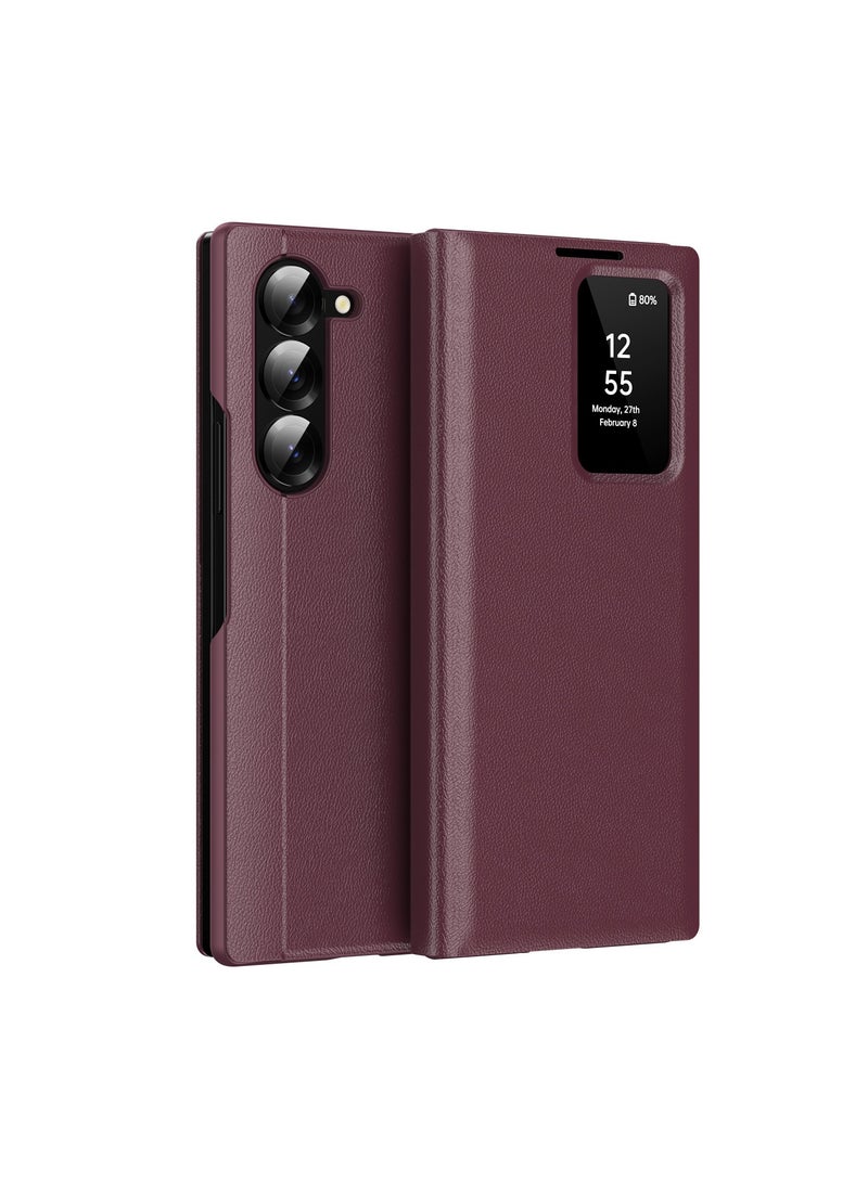 عام "غطاء نافذة الذكية لسامسونج Z فولد7 مع حامل بطاقات! - وصول سريع للهاتف دون قلب + تخزين 3 بطاقات + تعزيز المفصل، حماية مريحة للشاشة القابلة للطي"