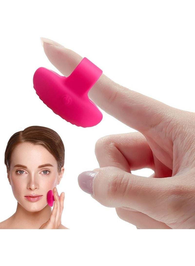 Gonice Pocket Mini Ring Facial and Eye Massage Ball USB Rechargeable Fingertip Massager Rose Red Face Massager Facial Muscle Tightening Anti Aging Relief Eyes Dark Circles Eye Puffiness Fatigue - Image 1