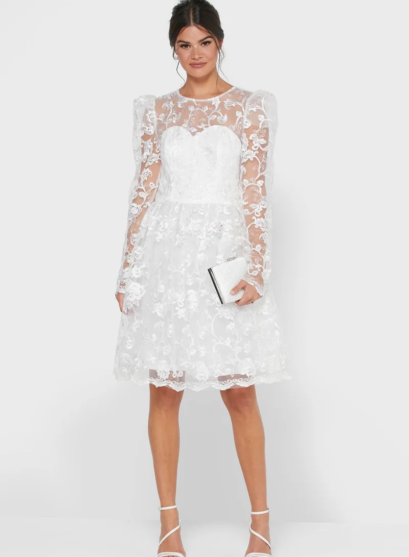 Chi-Chi London Puff Sleeve Lace Dress