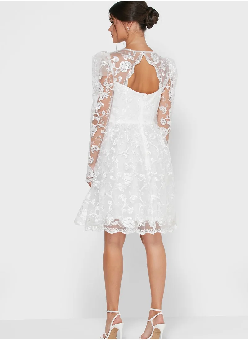 Chi-Chi London Puff Sleeve Lace Dress