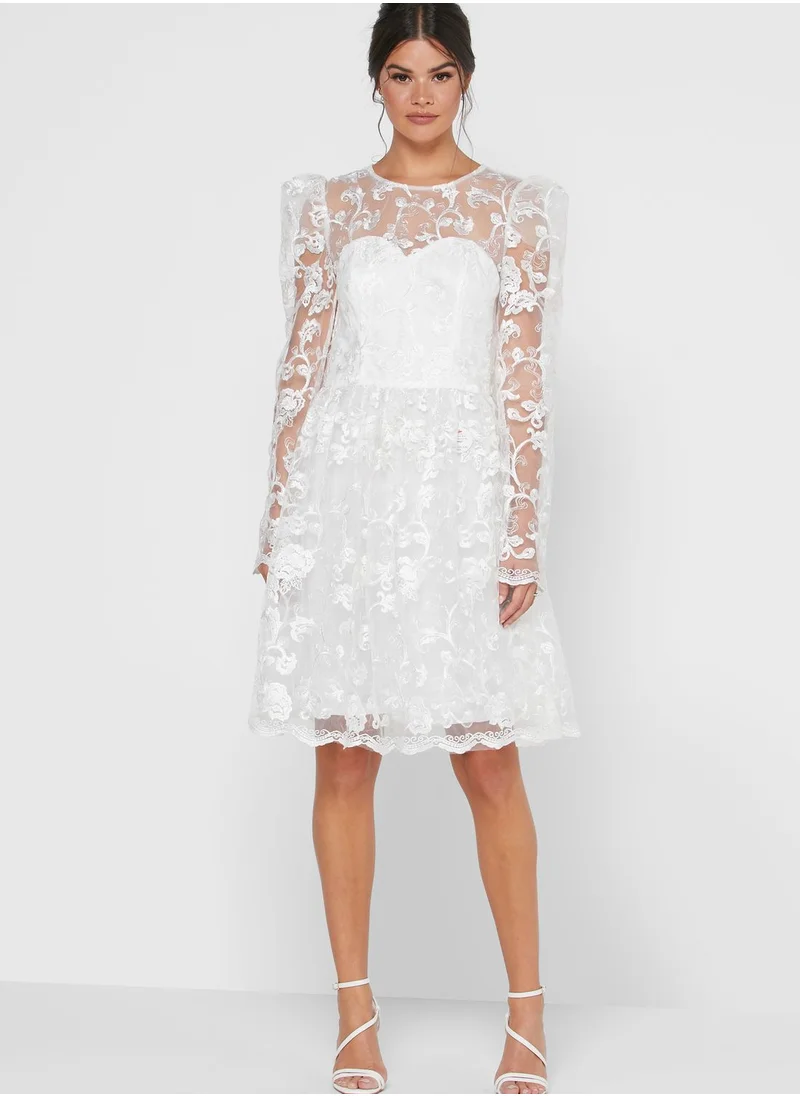 Chi-Chi London Puff Sleeve Lace Dress
