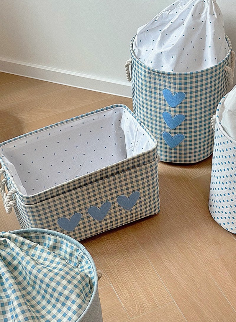 Paraphrase Foldable Large Capacity Storage Basket – Cute Blue Gingham Organizer for Clothes, Toys & Morethes, Toys & Miscellaneous Items - Image 5