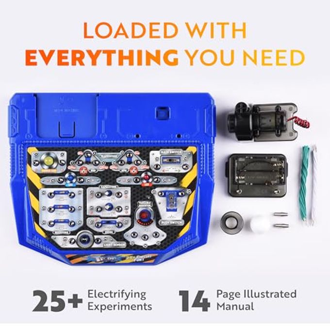 Playz Electrical Circuit Board Engineering Kit for Kids with 25+ STEM Projects Teaching Electricity, Voltage, Currents, Resistance, & Magnetic Science | Gift for Children Age 8, 9, 10, 11, 12, 13+ - Image 2