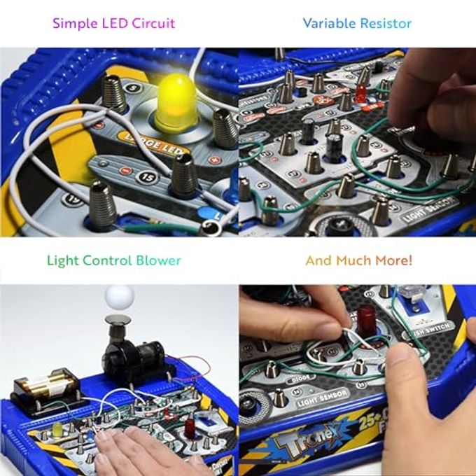 Playz Electrical Circuit Board Engineering Kit for Kids with 25+ STEM Projects Teaching Electricity, Voltage, Currents, Resistance, & Magnetic Science | Gift for Children Age 8, 9, 10, 11, 12, 13+ - Image 3