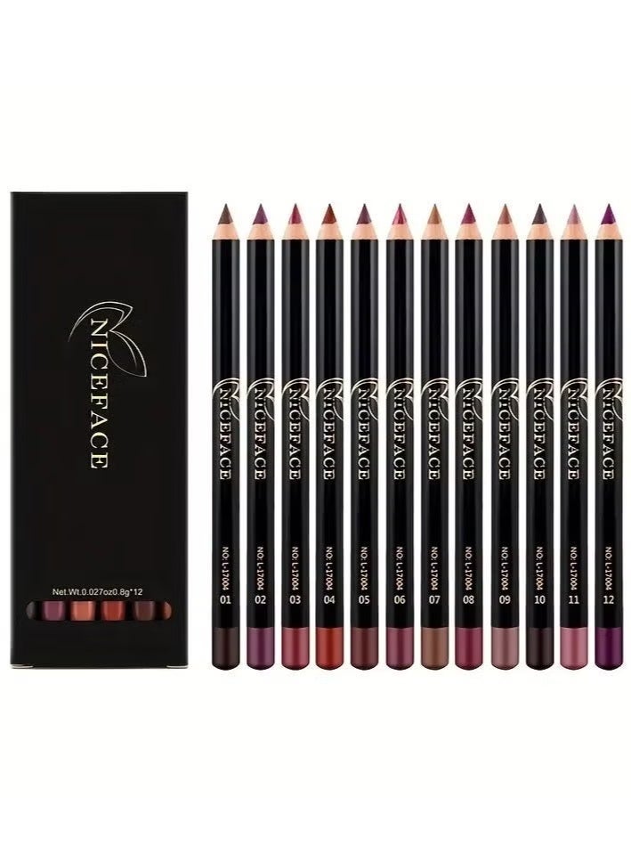 NICEFACE 12- Piece Waterproof Lipliner Pencil Set Multicolour - Image 2