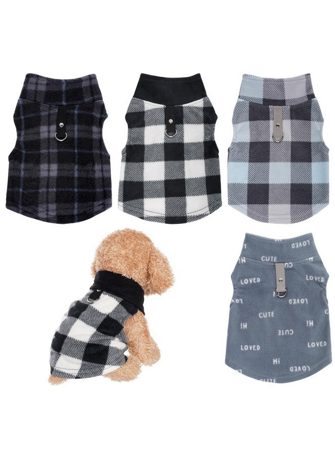 Rbenxia 4 Pieces Buffalo Plaid Dog Sweaters with Leash Ring Soft Fleece Vest Warm Dog Pullover Jacket Cat Pets Winter Outfits (X-Large) - Image 1