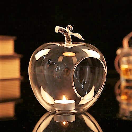 MAGICMOON MAGICMOON Glass Hanging Planter Apple Shape TEALIGHT Candle Holder Indoor Gardening Terrarium for Artificial Plants Transparent Set of 2 2 Pieces 5 Apple Terrarium  - Image 2