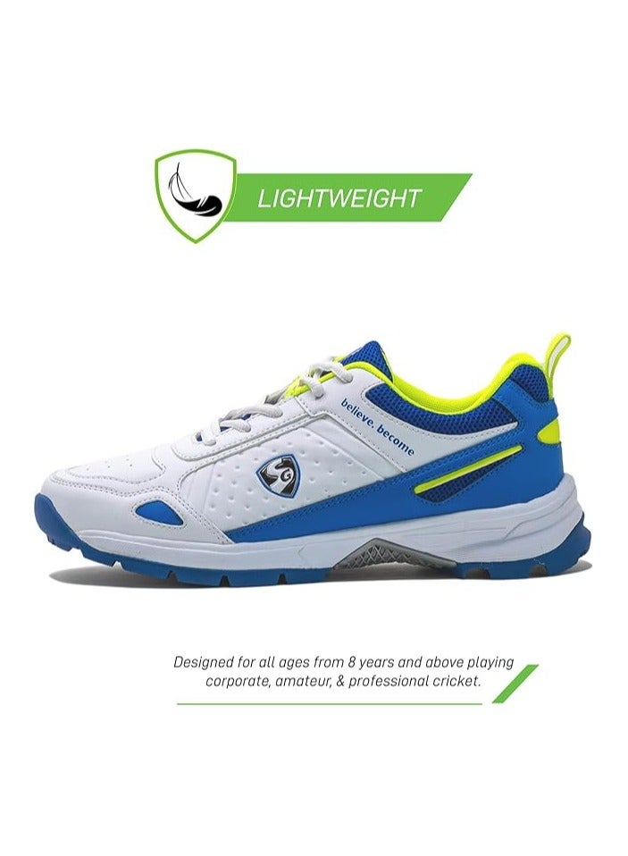 SG Club 6.0 Cricket Shoes for Men – White/Royal Blue/Lime, Size 7 – Lightweight & Comfortable - Image 2