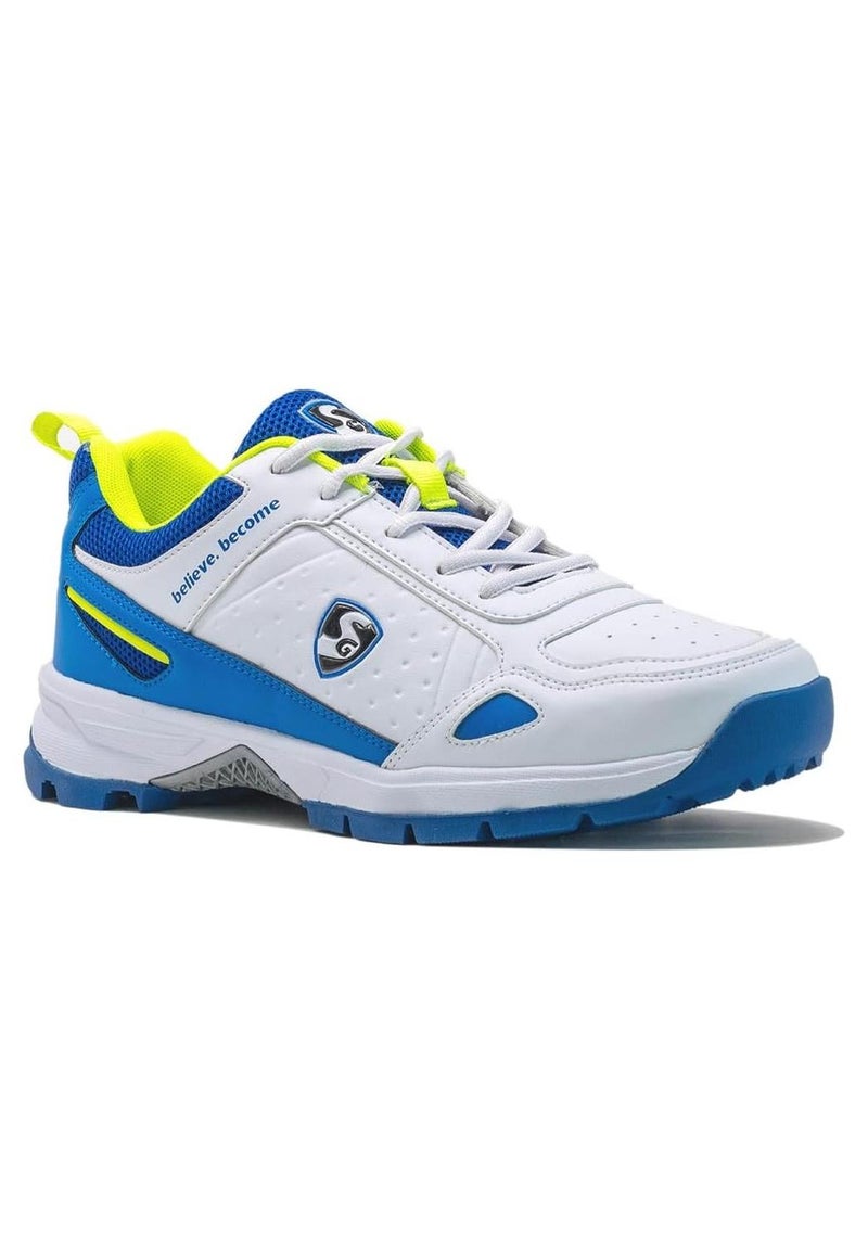 SG Club 6.0 Cricket Shoes for Men – White/Royal Blue/Lime, Size 7 – Lightweight & Comfortable - Image 1