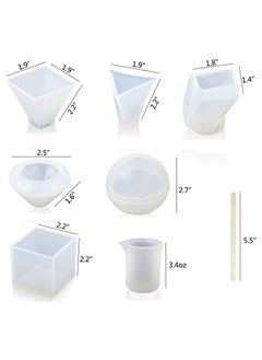 Y&D Silicone Resin Molds 18Pcs Casting Including Sphere, Cube, Pyramid, Square, Diamond, Crystal for Epoxy, Soap, Candles Making Kits Beginners with  - Image 4