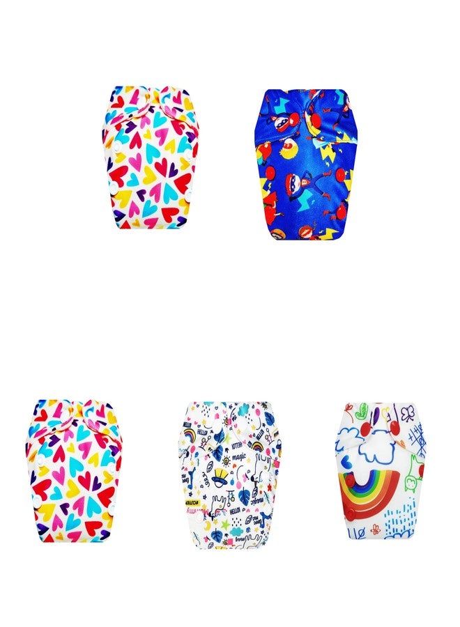 حفاضات قماشية فاخرة من دمبلدو للأطفال حديثي الولادة مع طبقة امتصاص مدمجة (عبوة من 5) | ملائمة تمامًا | وسادة امتصاص من 6 طبقات | مناسبة للسفر | مصممة من قبل الأمهات | من 0 إلى 4 أشهر | للجنسين - Image 1