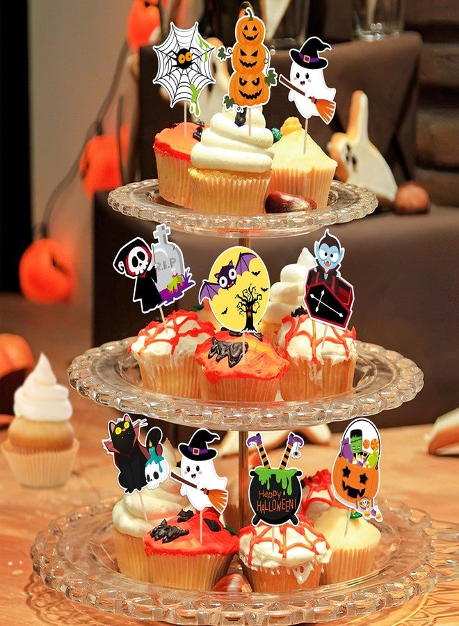 SANNIX 72 Pcs Halloween Cupcake Toppers Food Picks Pumpkin Bat Ghost Toothpicks for Halloween Decorations Birthday Party Decor Supplies Cake Food Appetizer Decor - Image 4