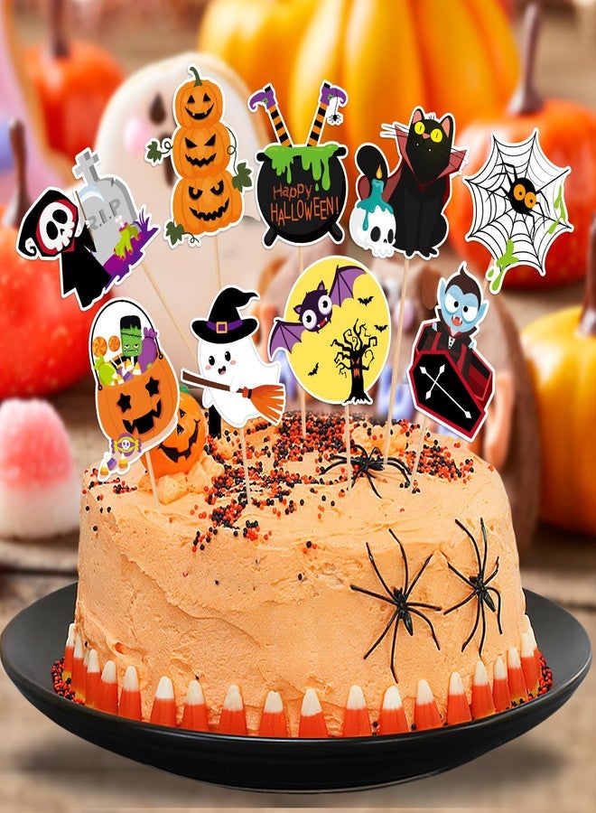 SANNIX 72 Pcs Halloween Cupcake Toppers Food Picks Pumpkin Bat Ghost Toothpicks for Halloween Decorations Birthday Party Decor Supplies Cake Food Appetizer Decor - Image 5